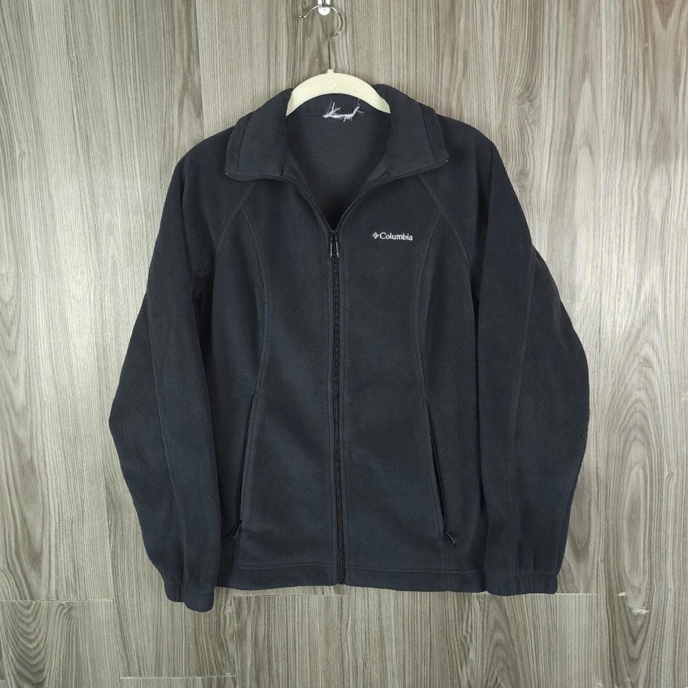 Columbia Womens Small Full‎ Zip Fleece Jacket Black Soft Outdoor Layering